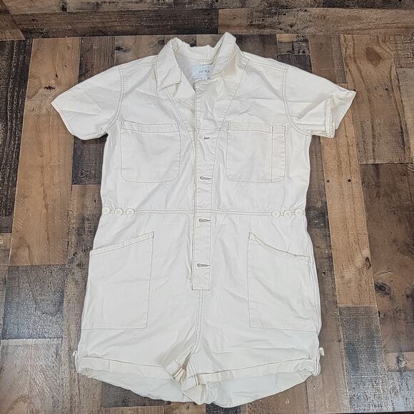 Pistola Parker Utilitarian Short Jumpsuit Romper White XL P1948SOL-ECU‎ - Picture 1 of 12
